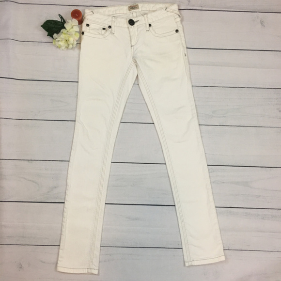 Free People Denim - Free People 25 White Skinny Low Rise Denim Jeans